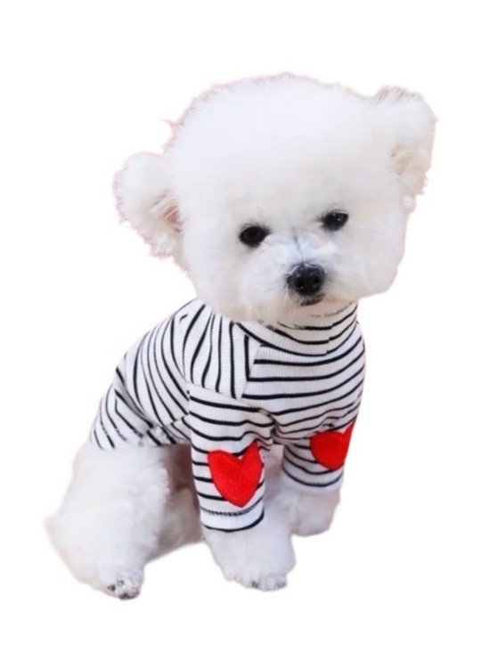 Other - ADORABLE BLACK & WHITE STRIPE PULLOVER DOG SWEATER WITH RED HEART ACCENTS